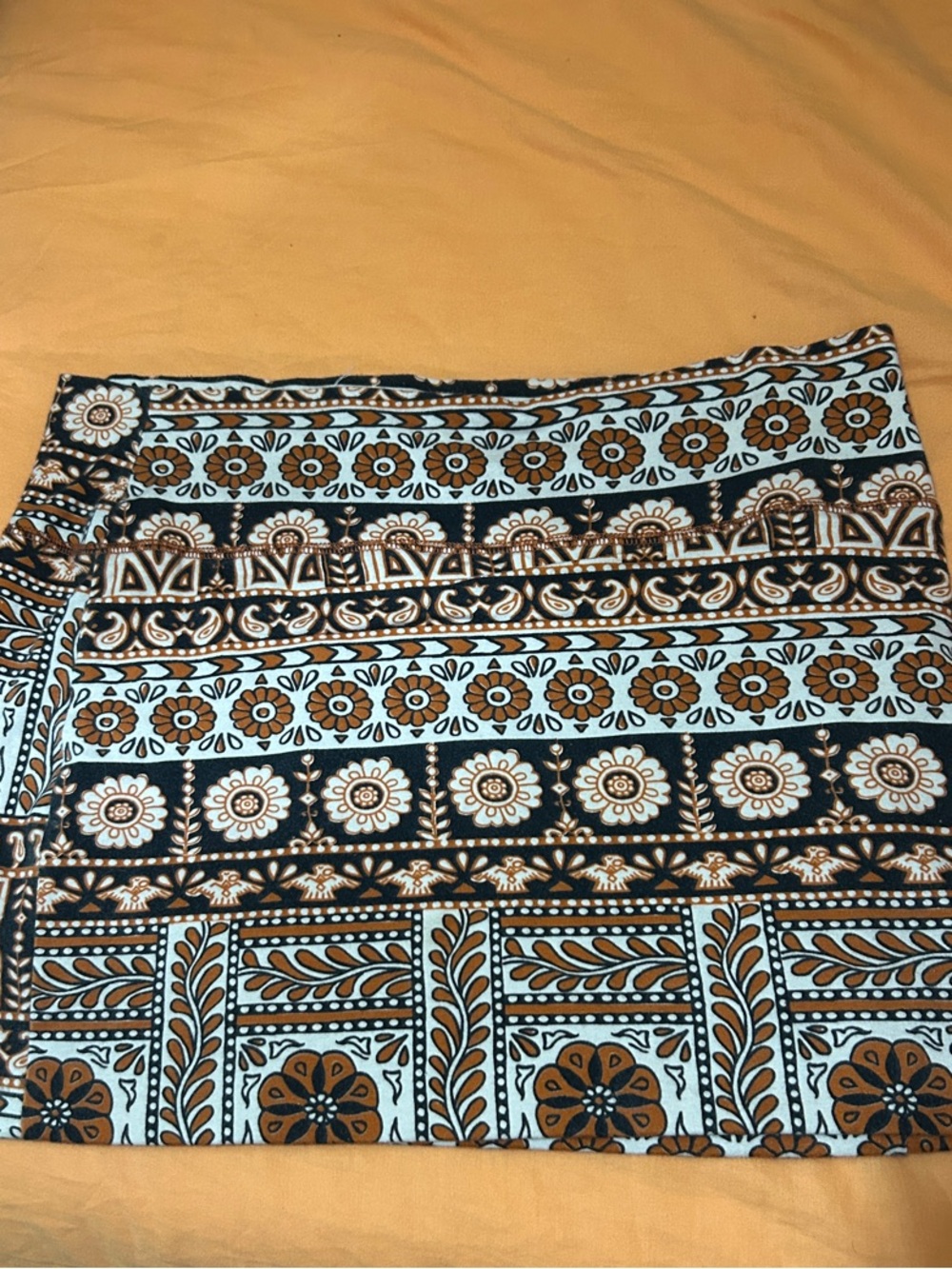 Billabong orange & Brown Floral Band Mini Skirt